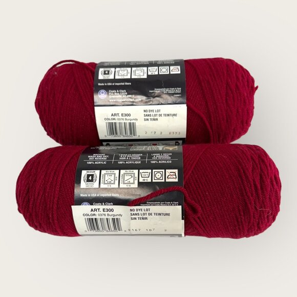 Lot of 2 Red Heart Super Saver Yarn Burgundy 100% Acrylic Medium Worsted Weight - Picture 2 of 2